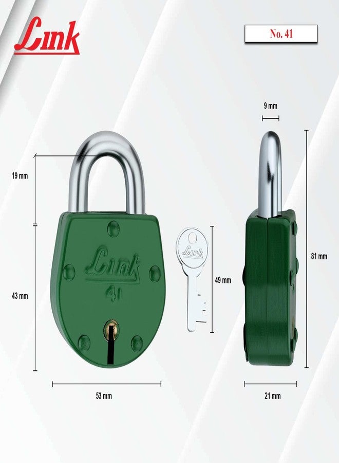 لينك قفل ملون رقم 41، طول 54 مم | هيكل فولاذي | ذراع نحاسي | مفتاحان فضيان | قفل واحد | صنع في الهند - Image 4